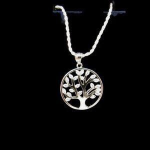Sterling Silver "Tree of Life" Pendant with 20" Sterling Silver Rope Chain. NWOT